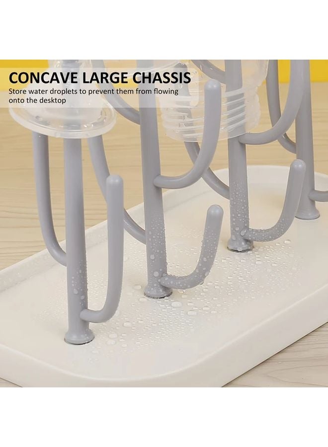 White Drying Rack Adjustable Vertical Bottle Cup Organizer Space Saving Storage - Image 2